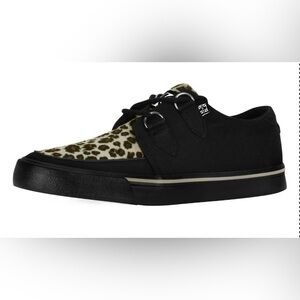 T.U.K. Footwear Black & Leopard Vegan Sneaker US 10